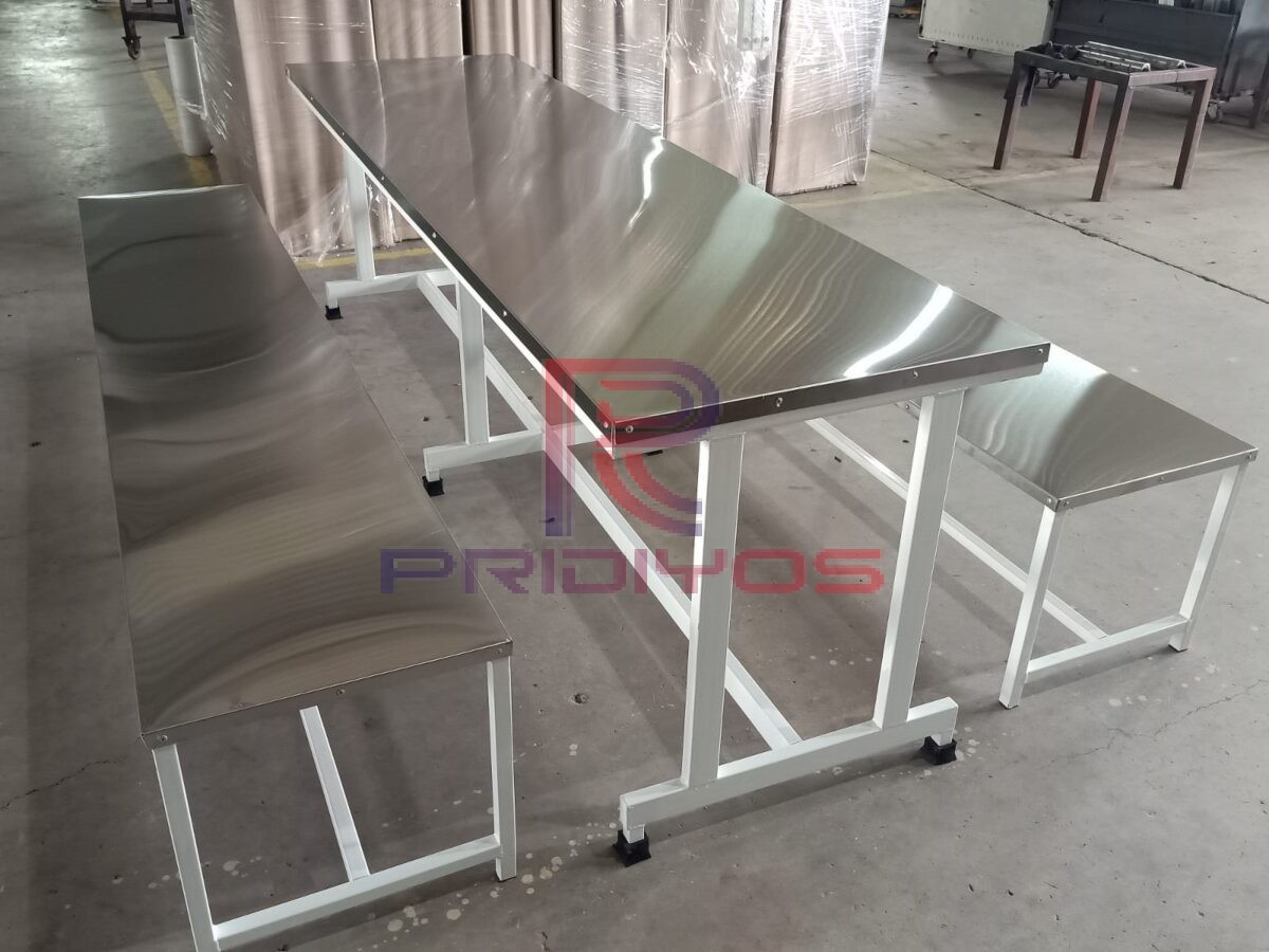 Stainless steel top canteen tables